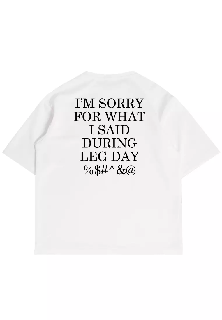 MTR98 Kaos Oversize Gym Bahan Tebal Scuba "i'm sorry i said leg day" Abu Tua