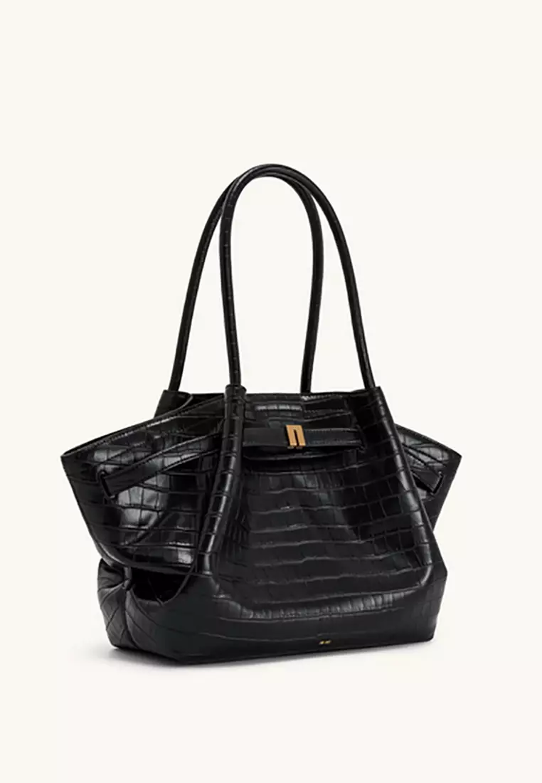 Hana Medium Tote Bag - Black Croc