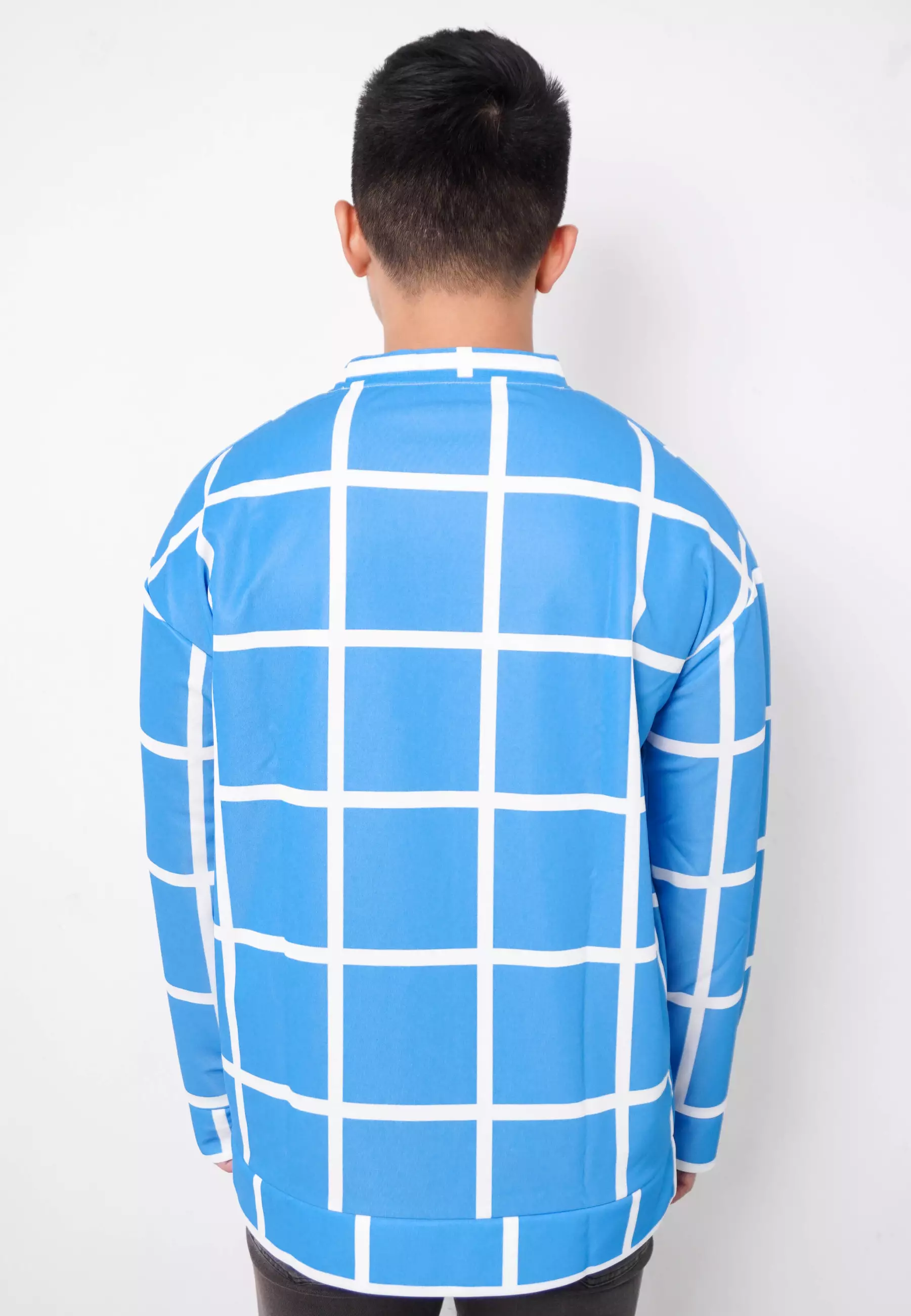 NW007 sweater oversize garis garis lightweight biru muda couple fit to xxl