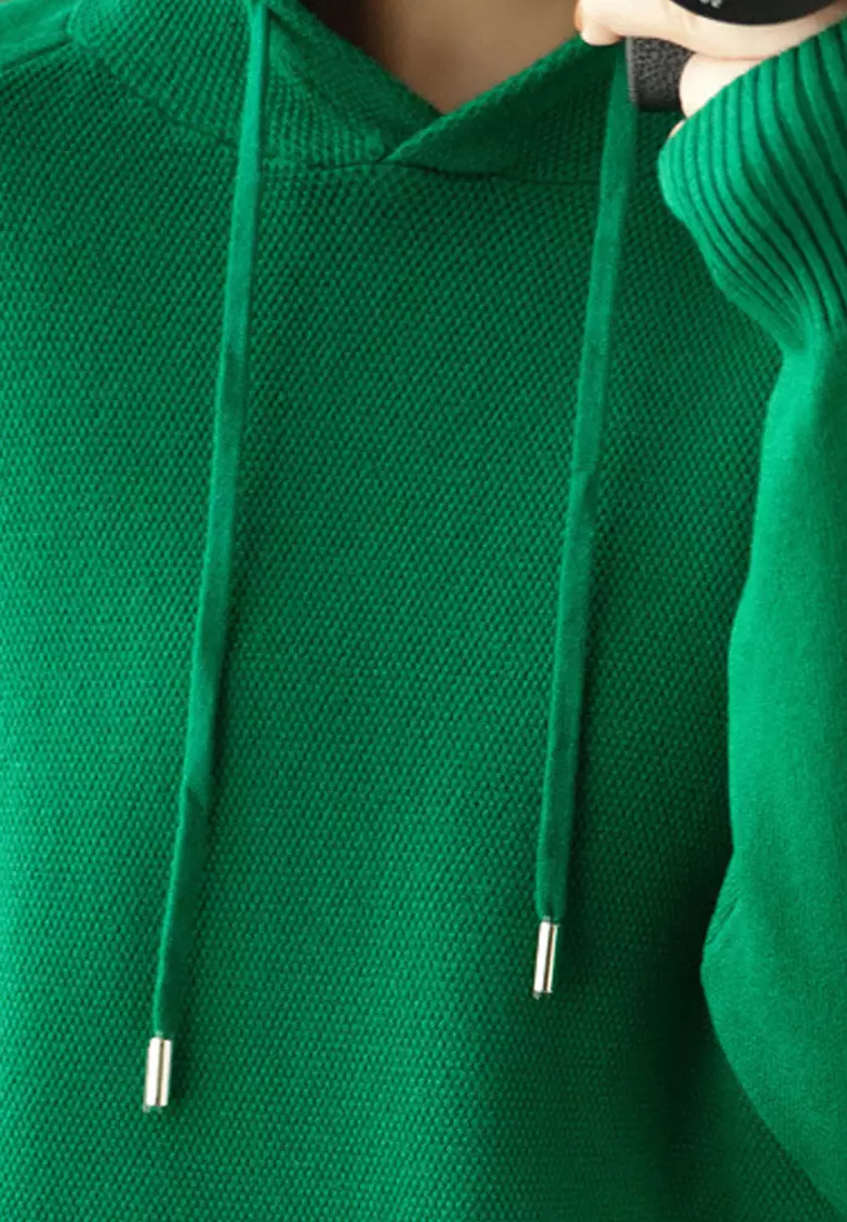 VANSASolid Color Hooded Knitted Sweater VCW-Kw-05232