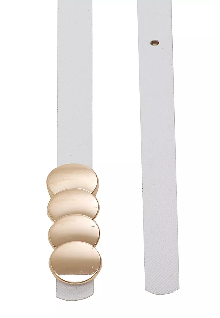 Fern Ikat Pinggang Gesper Wanita Stylish Casual Comfortable Material Leather Kulit ORIGINAL - White