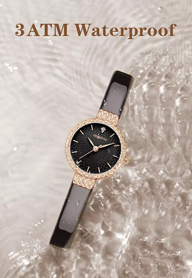 Jam Tangan Wanita Korea Original Anti Air Kuarsa Tali Kulit Jam Wanita Kecil Jam Tangan Cewek roseblack