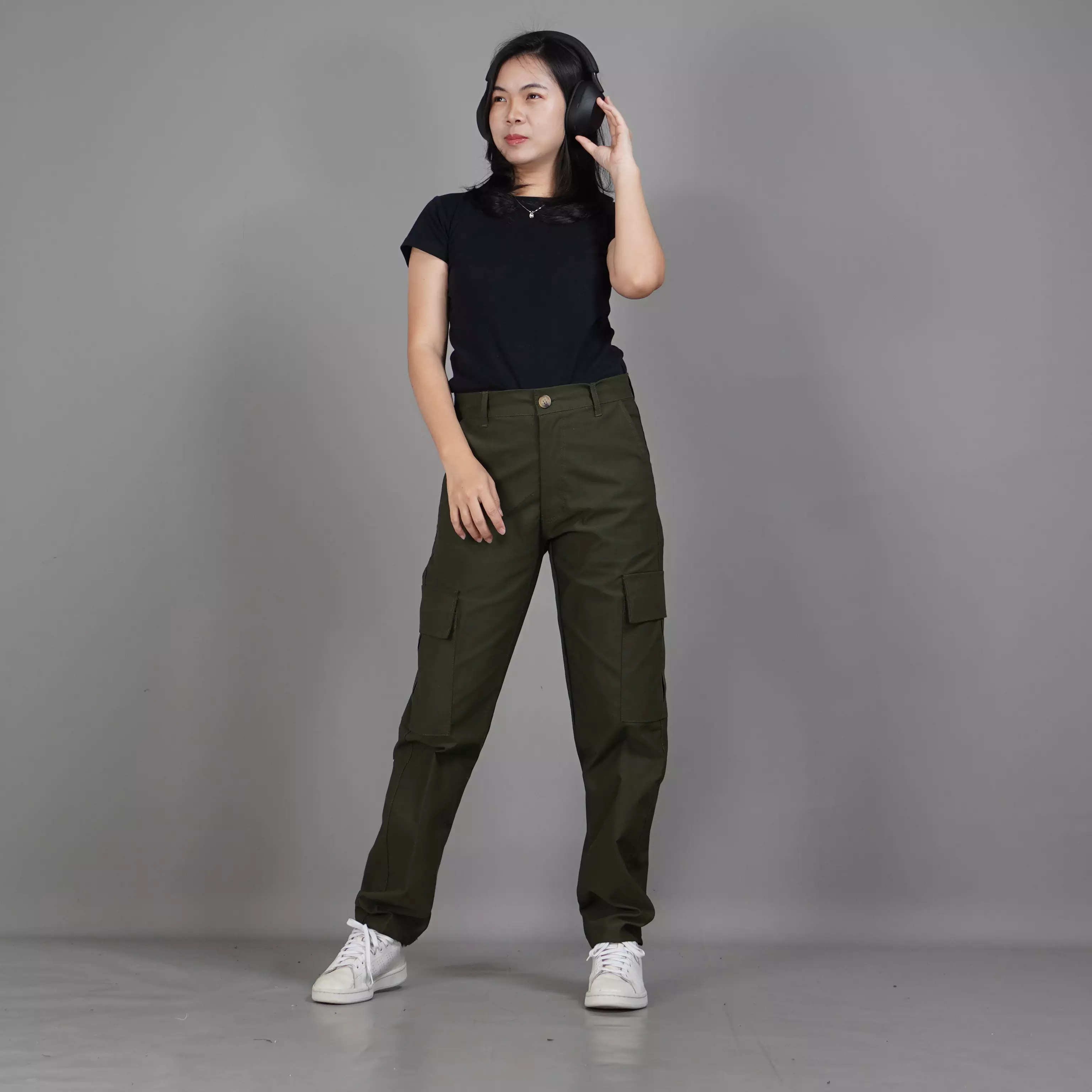  RAYSA Celana Panjang Cargo Celana Cargo Wanita Celana Wanita - ARMY