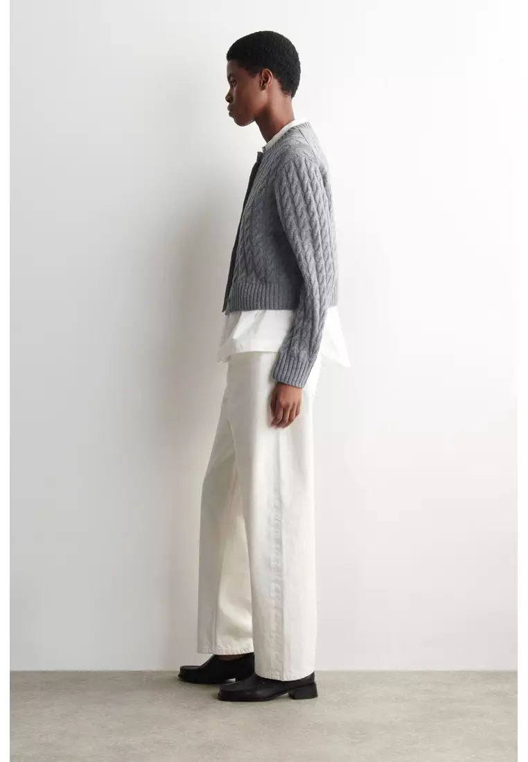 CABLE-KNIT MERINO WOOL CARDIGAN