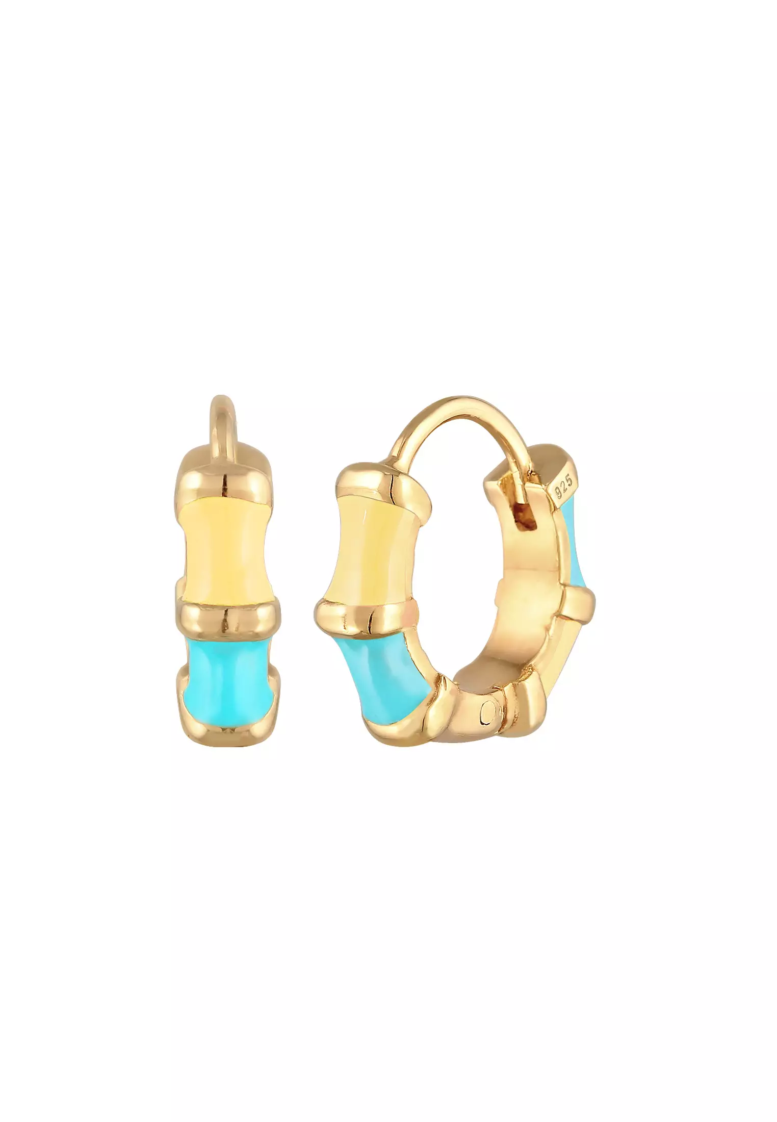 Earrings Creoles Colourful Trend Enamel Gold Plated