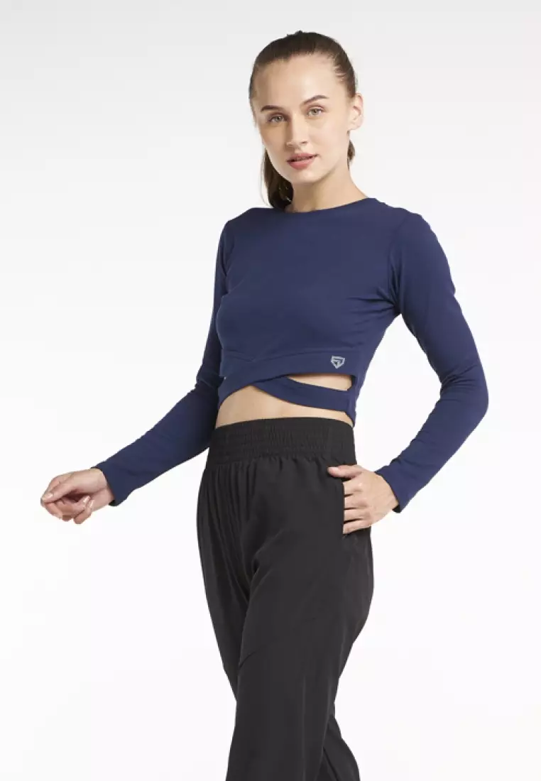FITWEAR - JISOO LS CROSS CROPTOP - MIDNIGHT BLUE