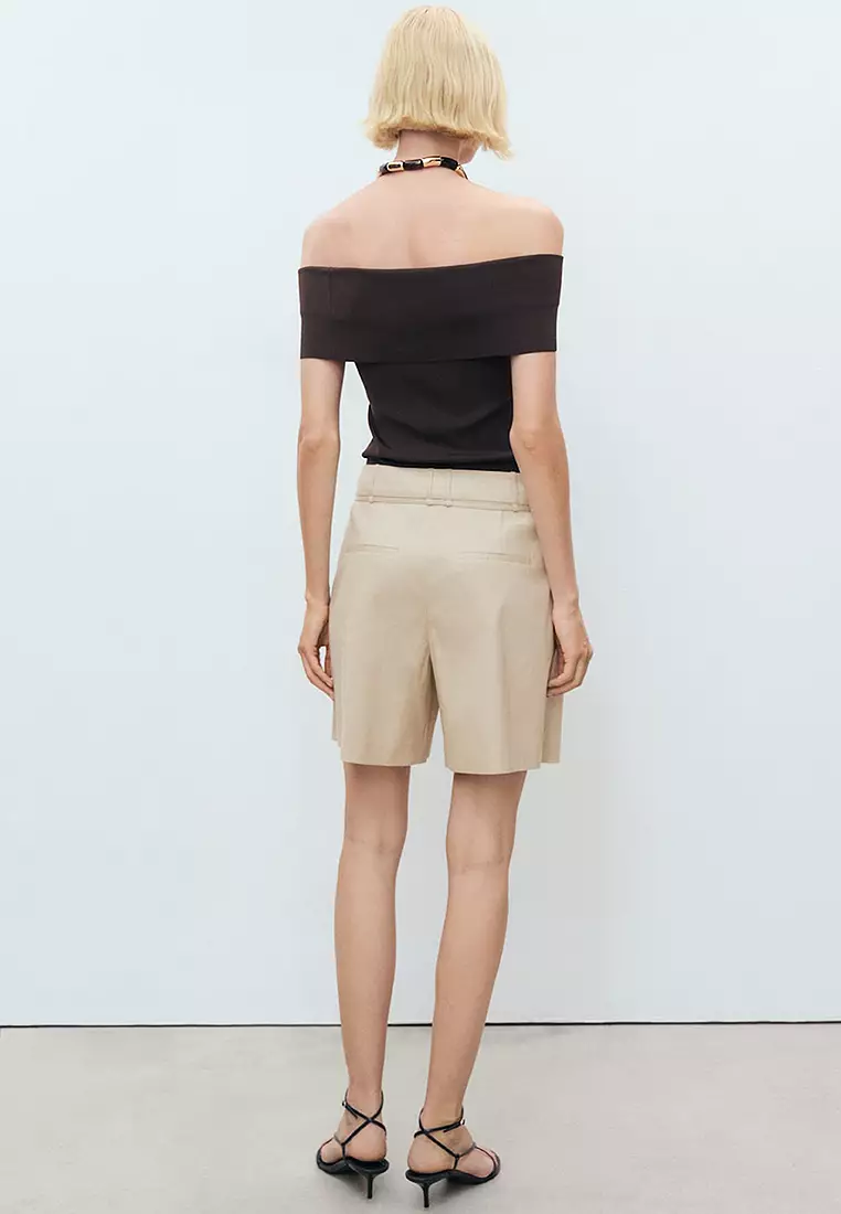 Linen Shorts with Bow and Belt