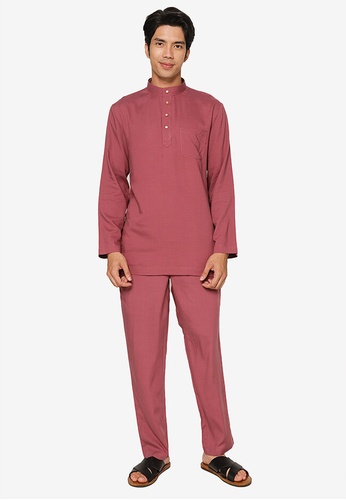 Lubna Homme red Baju Melayu Cekak Musang Modern 
made from TENCEL™ F2BD8AA5C545CBGS_1