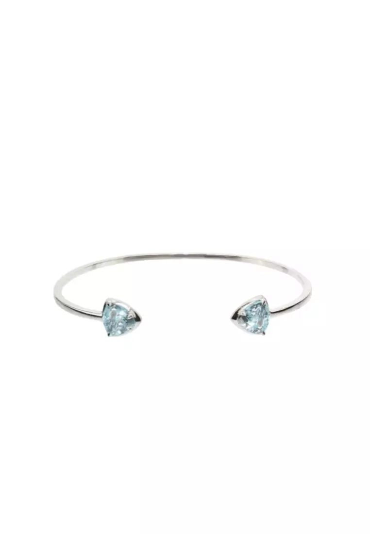 925 Sterling Silver Scalloped Bangle with Austrian Element Crystal