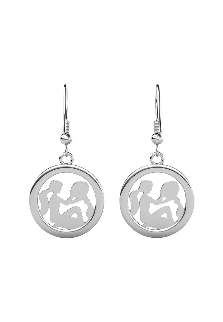 Horoscope Circlet Hook Earring AQUARIUS WG  - Anting Crystal Swarovski by Her Jewellery