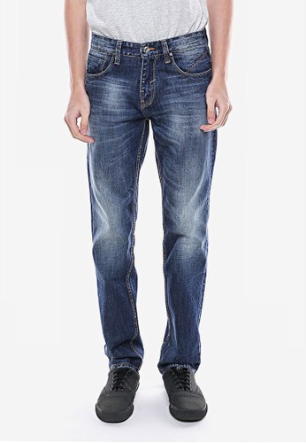 LGS - Slim Fit - Jeans Premium - Biru - Aksen Washed - Detail Whisker