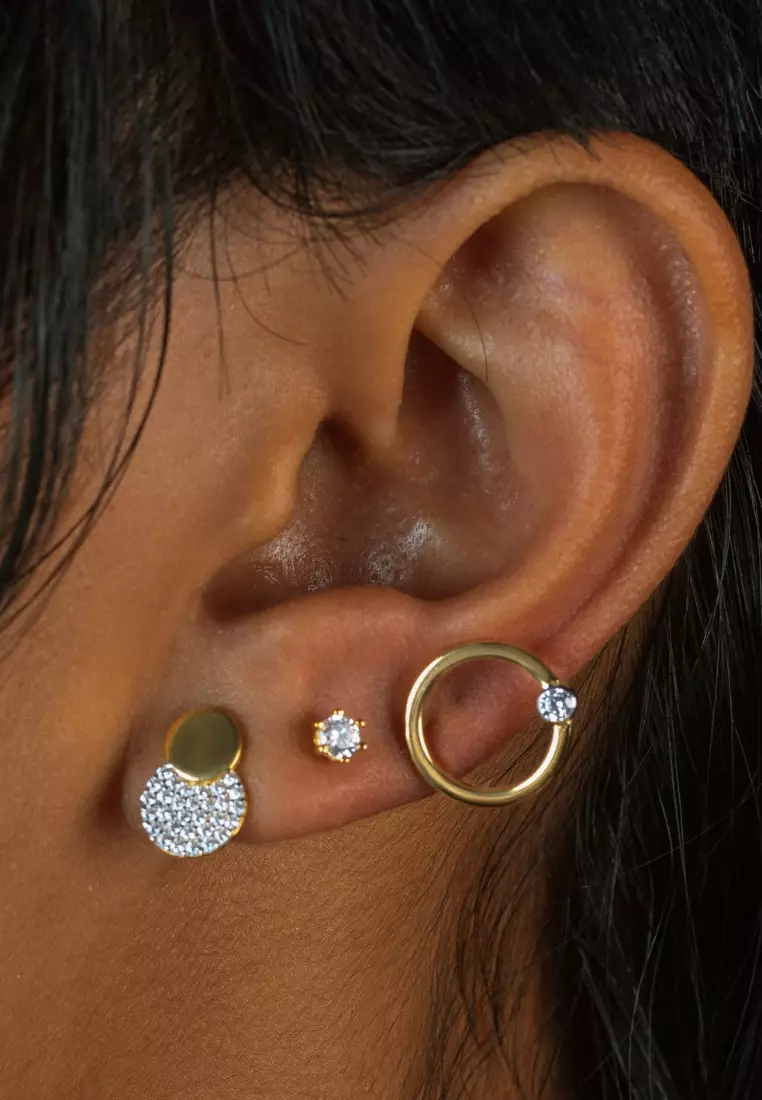 Pave Dots Studs 18k Gold