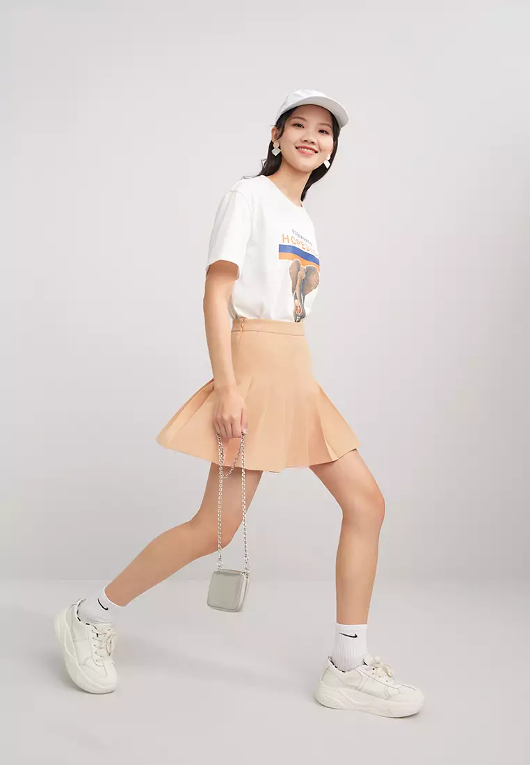 High Waist A-Line Pleated Mini Skirt