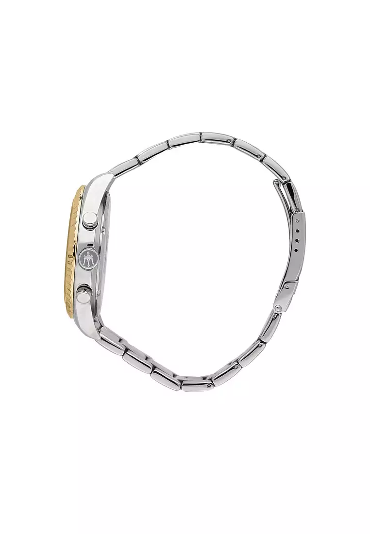 【2 Years Warranty】Maserati Competizione 43mm Silver Gold Stainless Steel Chronograph Men's Quartz Watch R8853100021 With Luminous Dial Hands