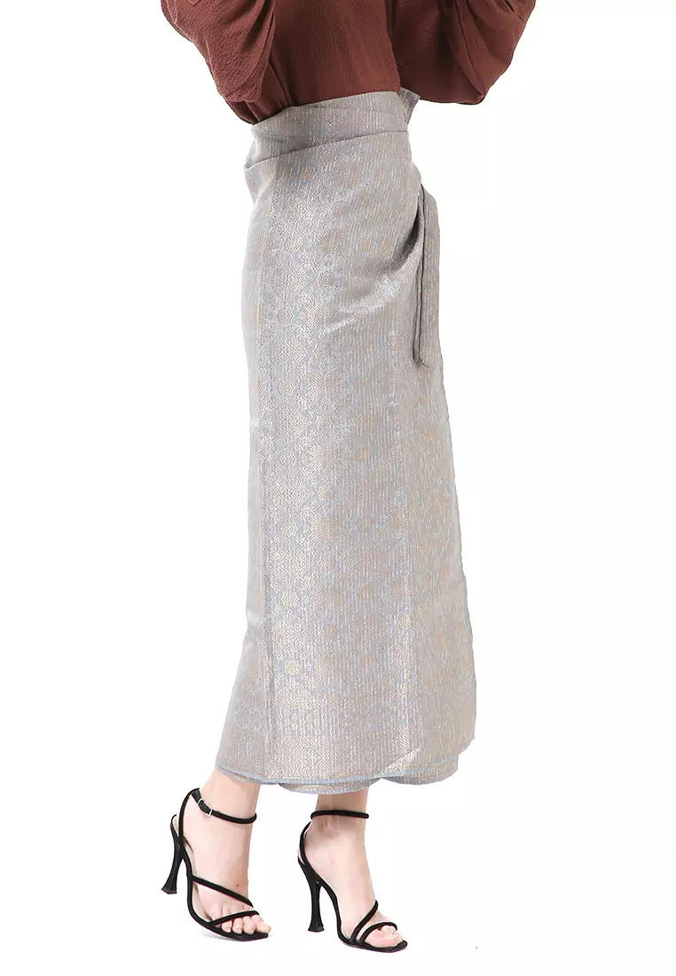 Olaf Rok Lilit Songket Batik Wanita Uniqe Design Material Viscose ORIGINAL - Silver