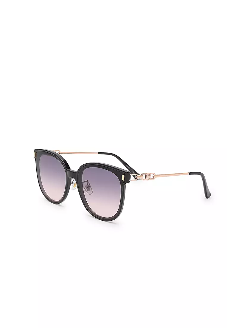 Unisex Fashion Sunglasses - Glossy Black / Grey Light Pink
