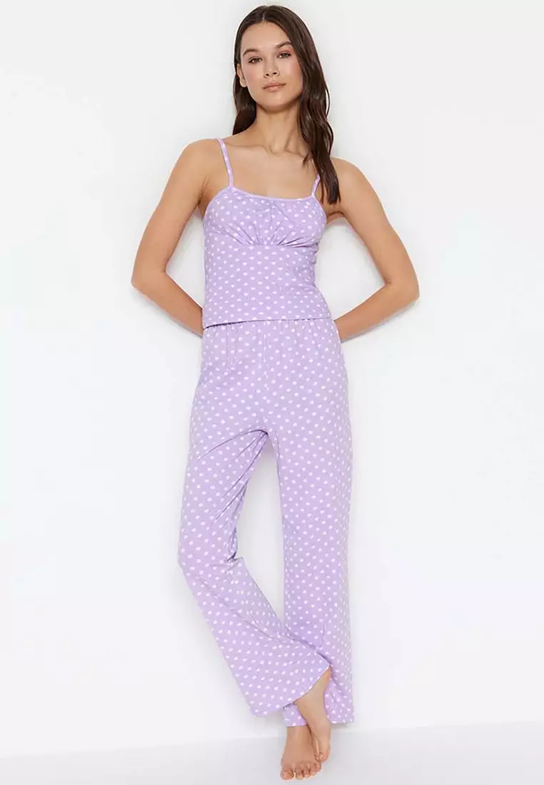 Pigiama Donna Trendyol A Puntini - Set Maglia Viscosa, Taglie Plus Fino A 6XL - Foto 9