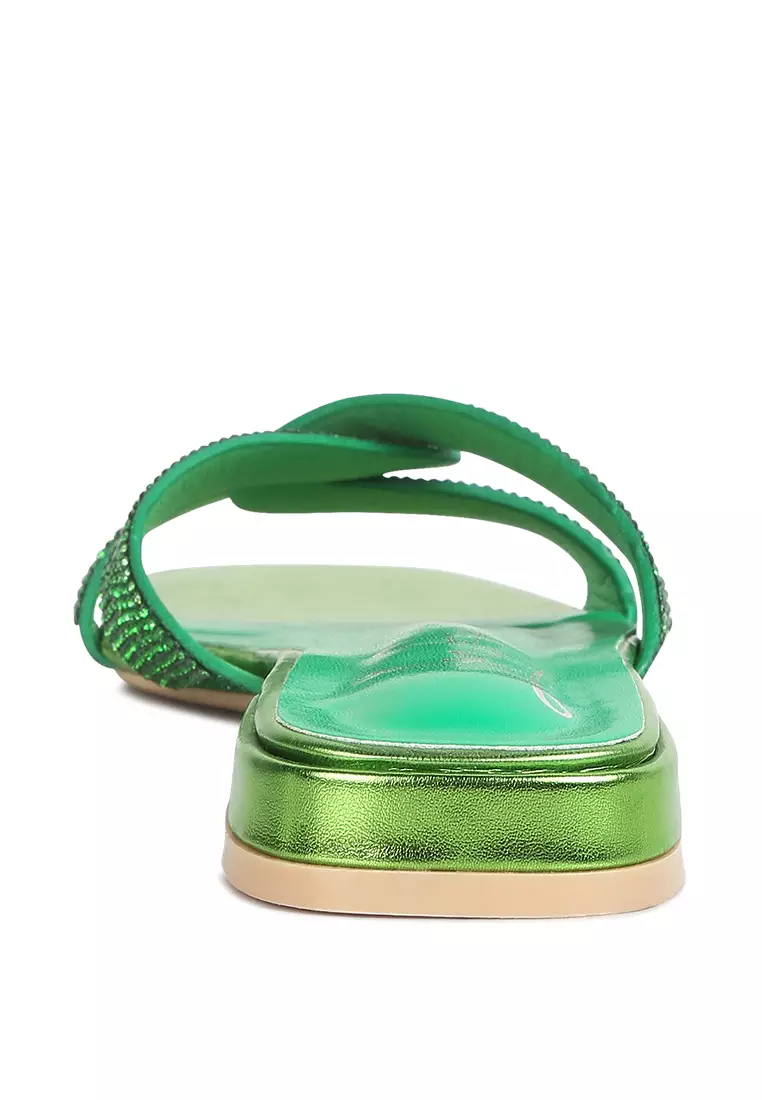 Green cross sandals online new arrivals