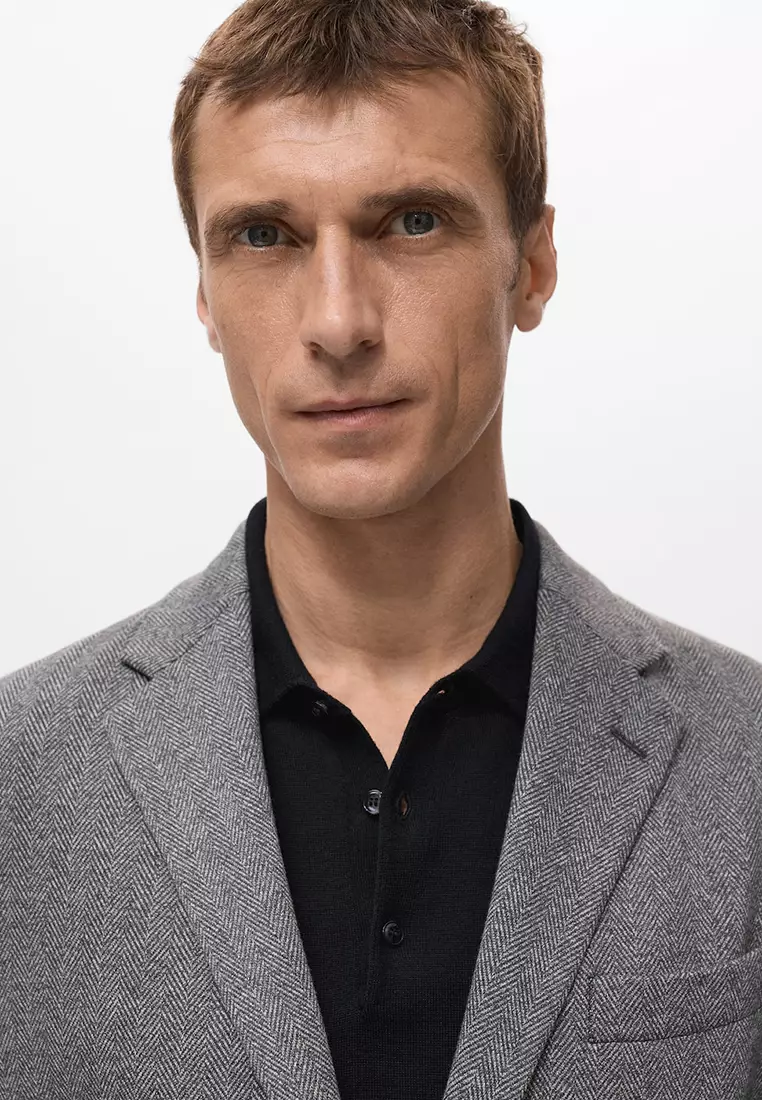 Slim-Fit Herringbone Tailored Jacket