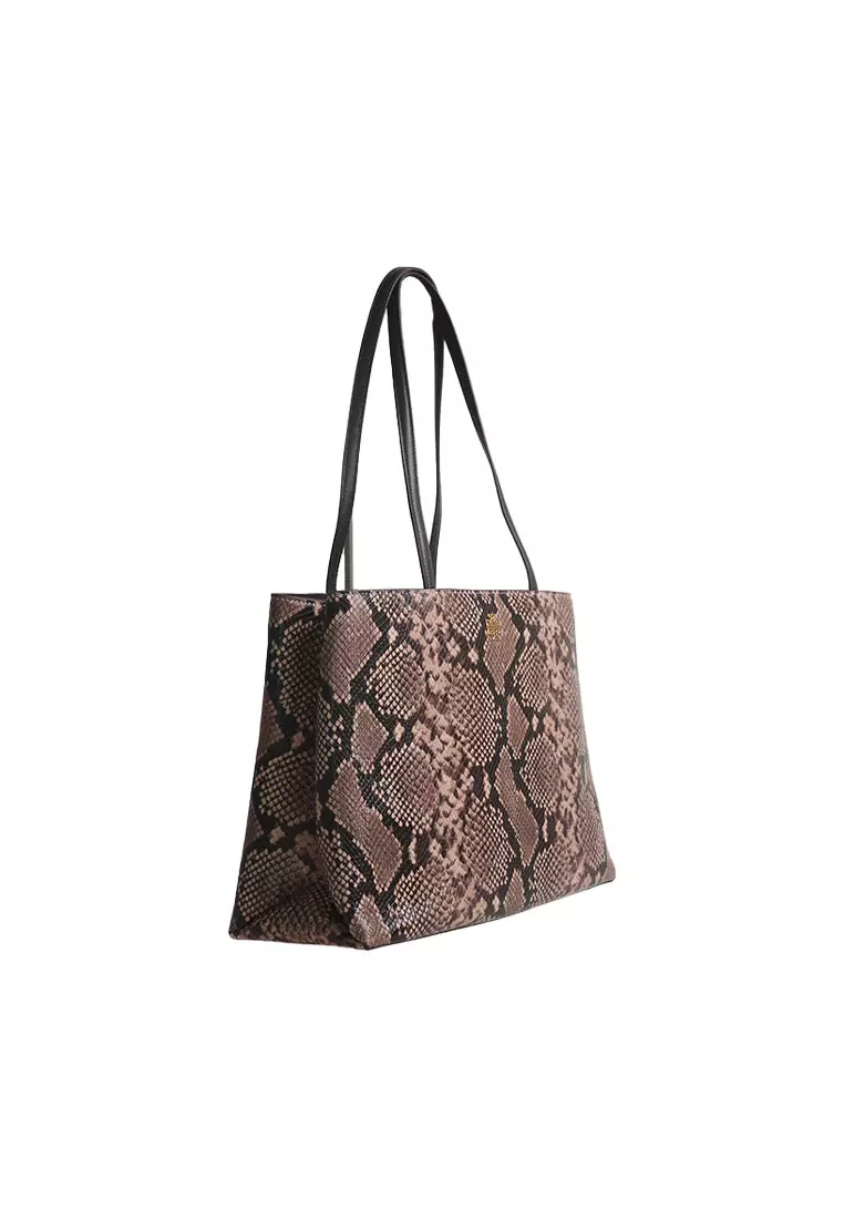 Tory Burch Britten Snake Embossed Tote Bag In Shell Pink 162841