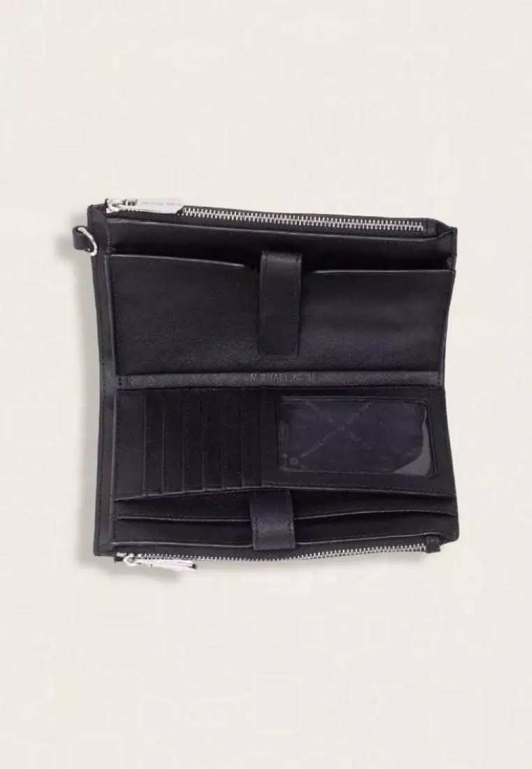 Michael Kors Jet Set Travel Large Double Zip Wristlet Black