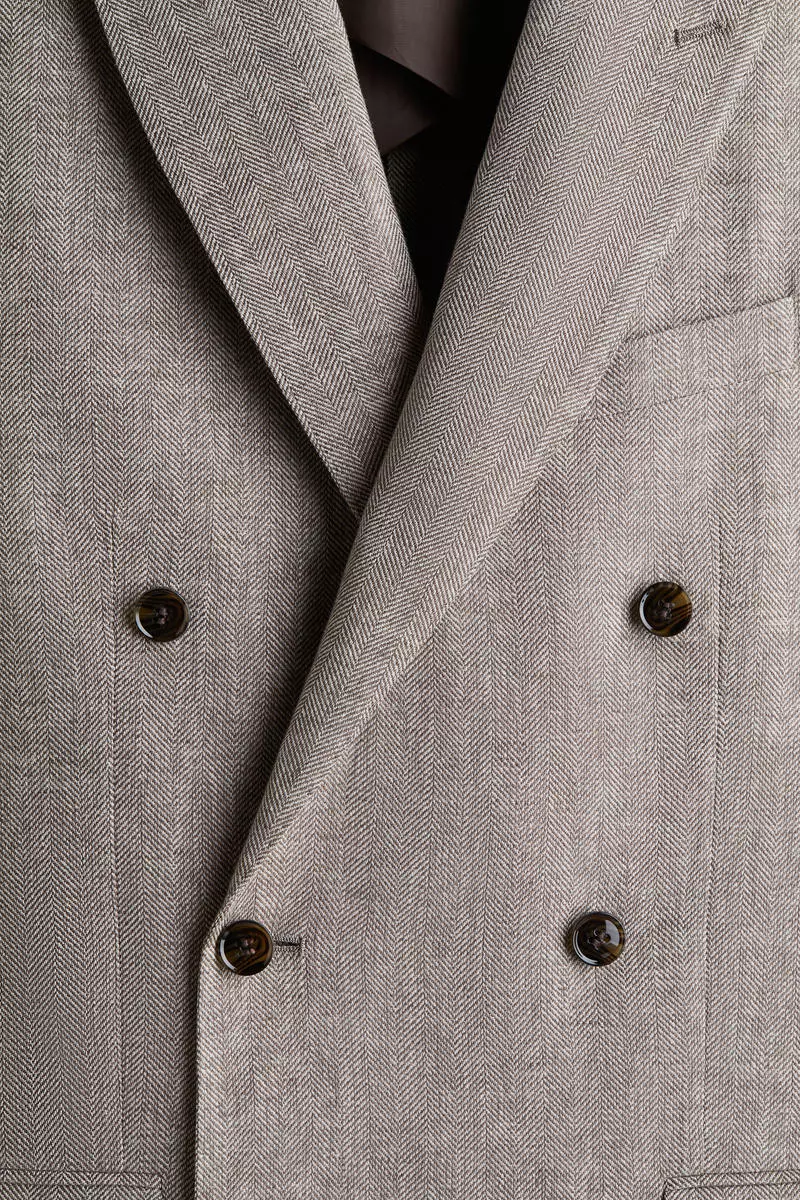 Relaxed Fit Double-breasted linen-blend jacket