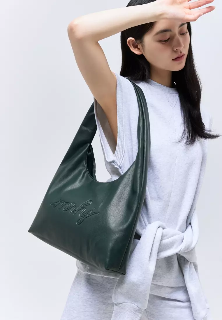MILAN Vegan Leather Shoulder Bag Dark Green