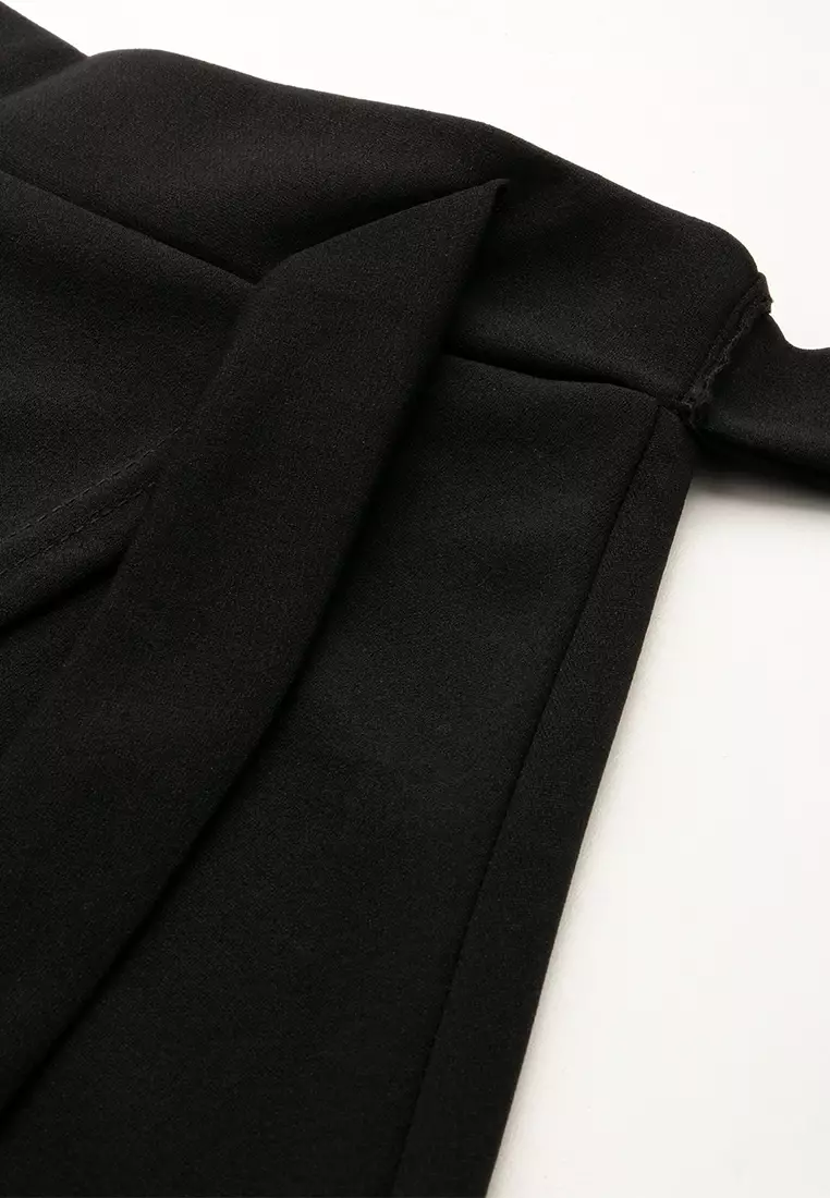 Black Wrap Style Long Maxi Skirt