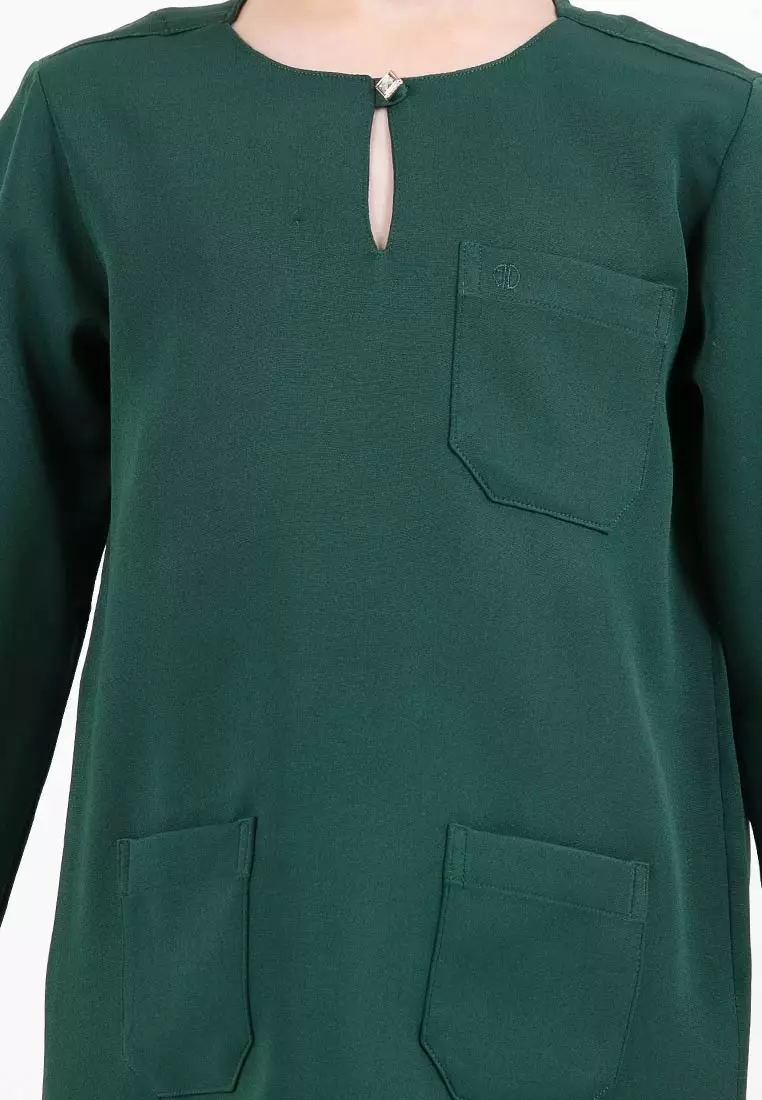 Alain Delon Slim Fit Baju Johor Ayah Anak Sedondon set - 19024504B-48DkGreen