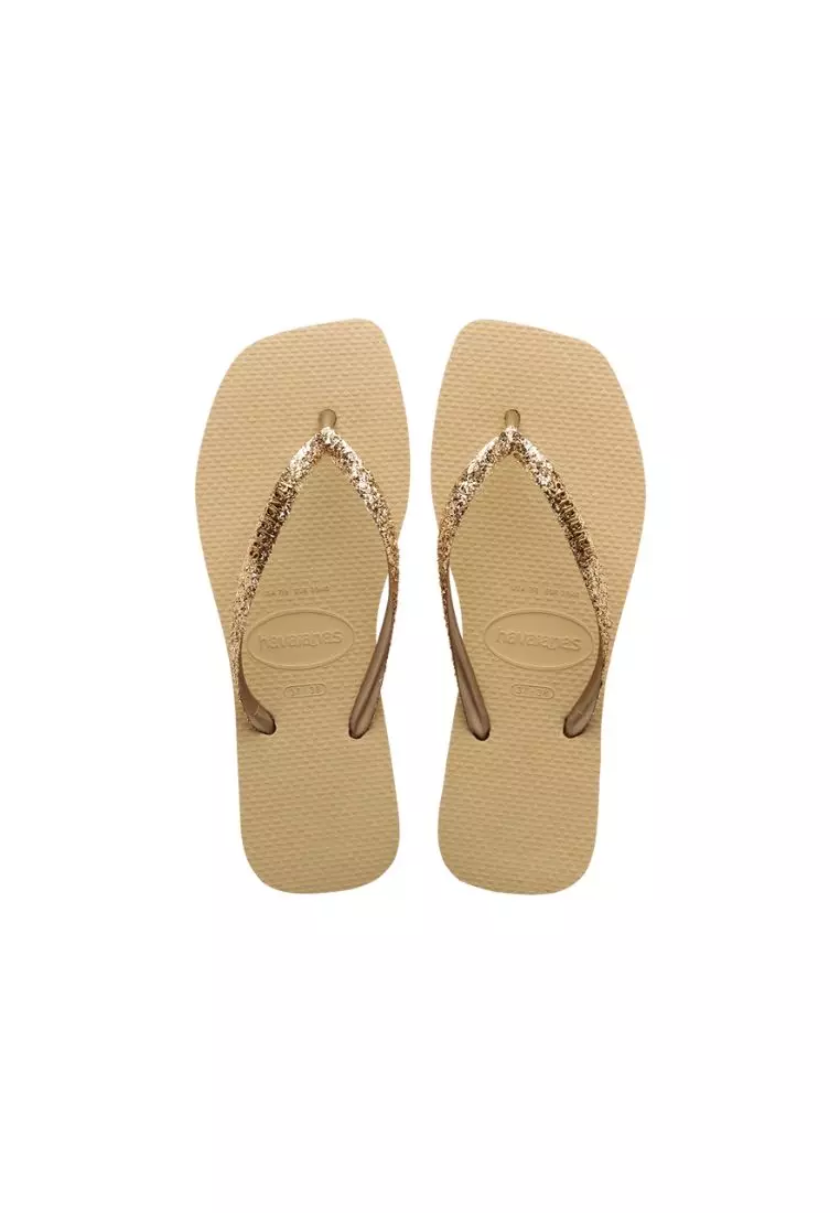 Women Slim Square Glitter II Flip Flops - Sand Grey