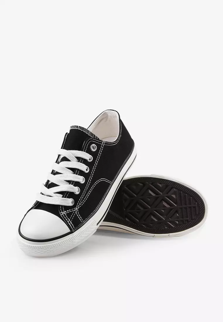 Sepatu Sekolah Anak BTS Sneakers Hitam Putih Unisex Anti Slip T.Corner 01