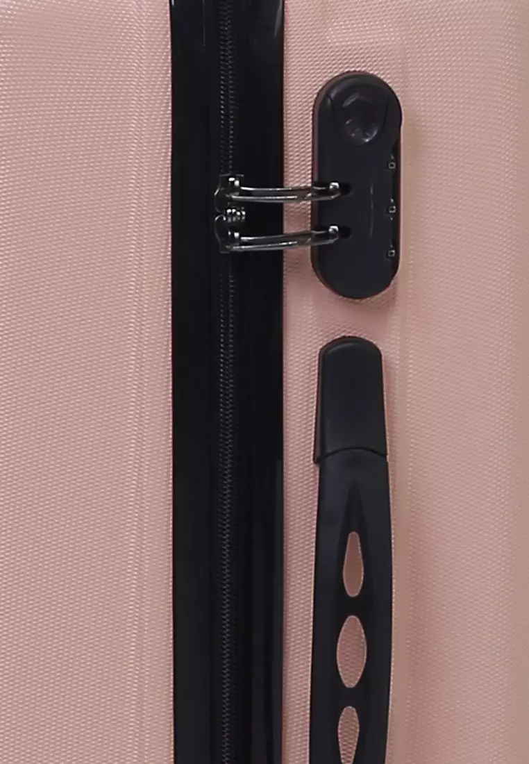 Carlton Koper Hardcase Desain Hexagon Size 20 Inch Suitcase Unisex with Rear Compartment Rubber Slot Material ABS+PVC Coated ORIGINAL - Peach