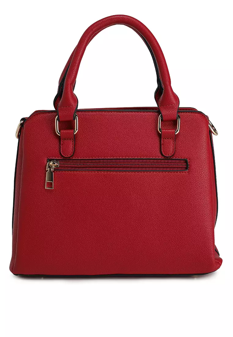 Pebbled Multi-Compartment Top Handle Bag