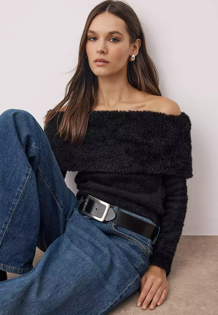 Off Shoulder Knit Sweater
