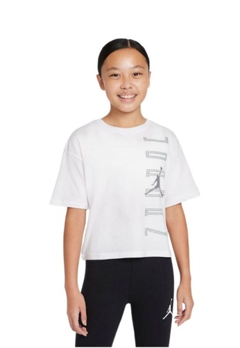 Jordan white Jordan Girl's Jumpman Jordan Vertical Short Sleeves Tee - White 697E3KA76679A0GS_1