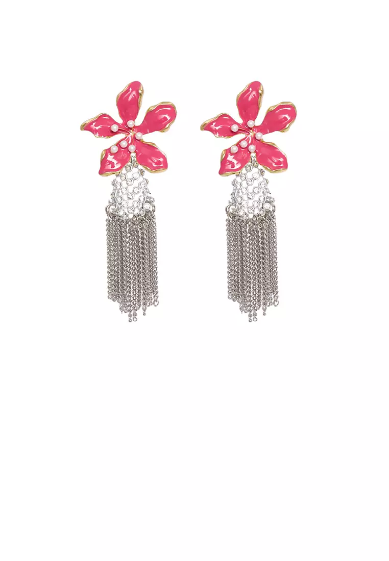 White earrings tassel outlet