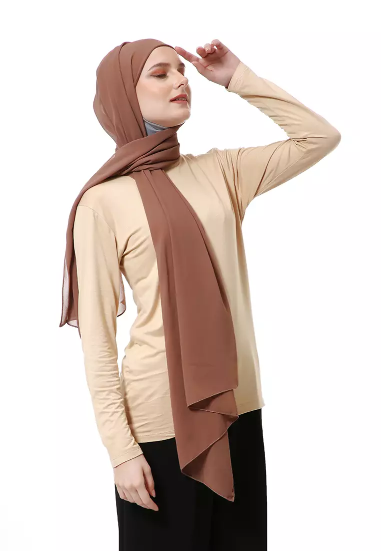 Zhalika Phasmina Motif Polos High Premium Quality - Dark Choco