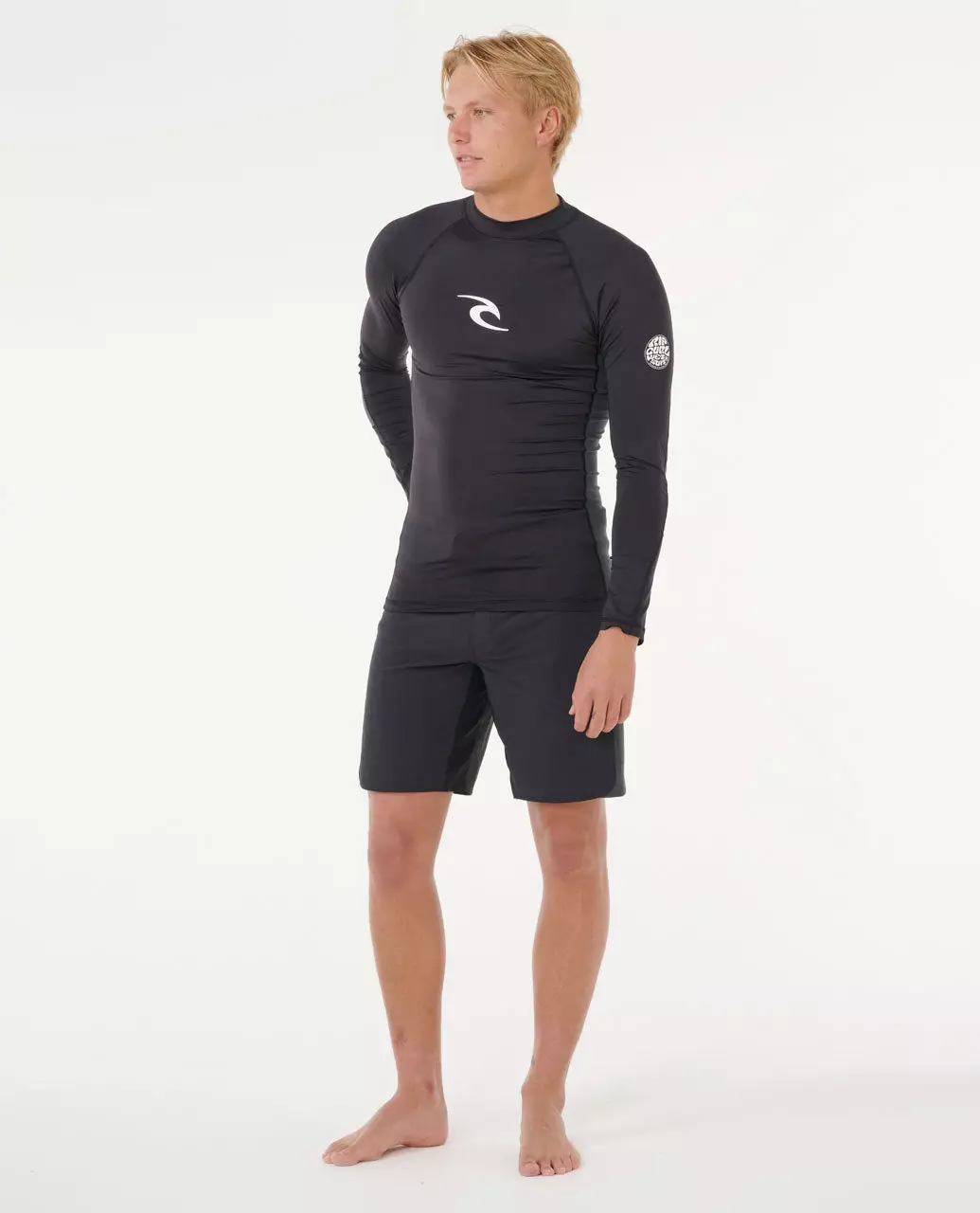 Rip Curl Men Waves Upf50 Performance Long Sleeve Rash Vest - Black