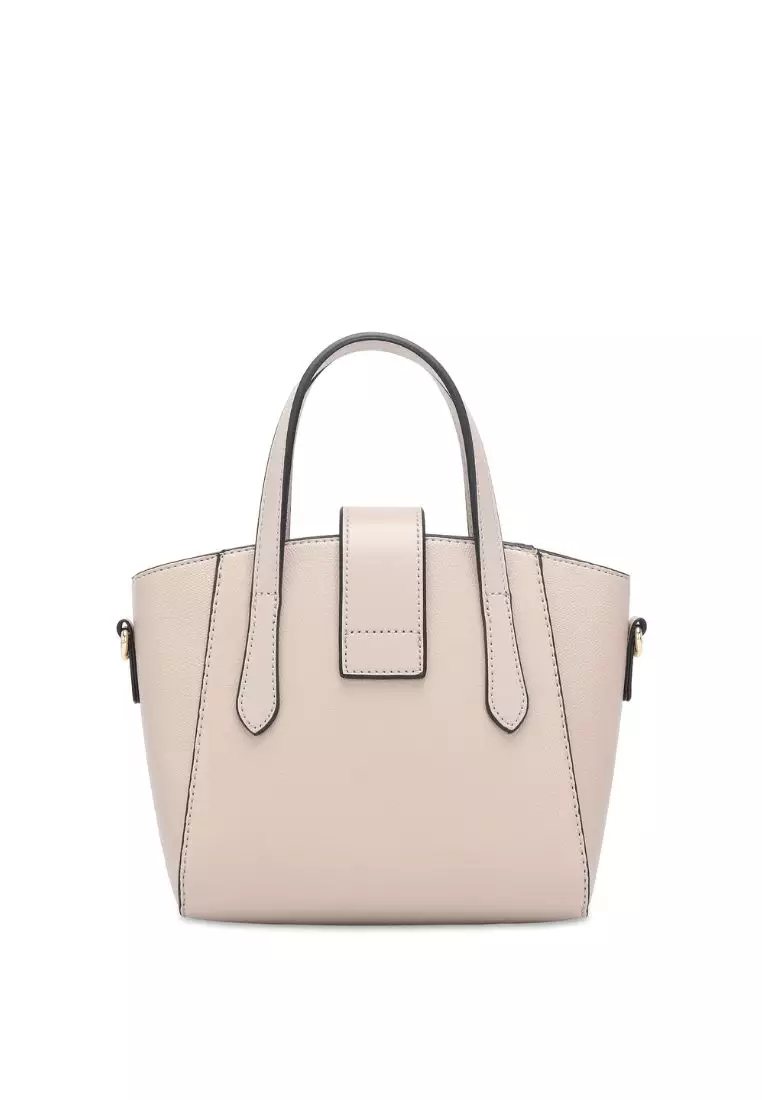 Women's Twist Lock Top Handle Bag / Sling Bag / Crossbody Bag - Beige