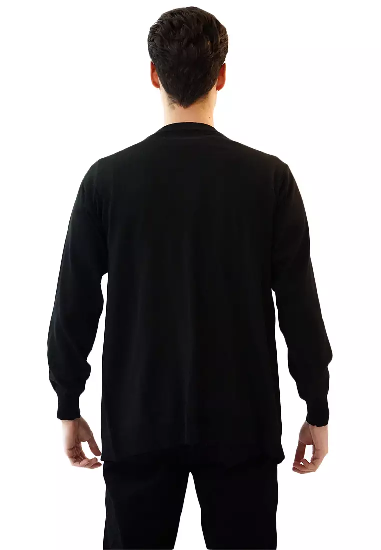 Cardigan Pria Oversize Sweater Korea Big Size Jumbo Hitam