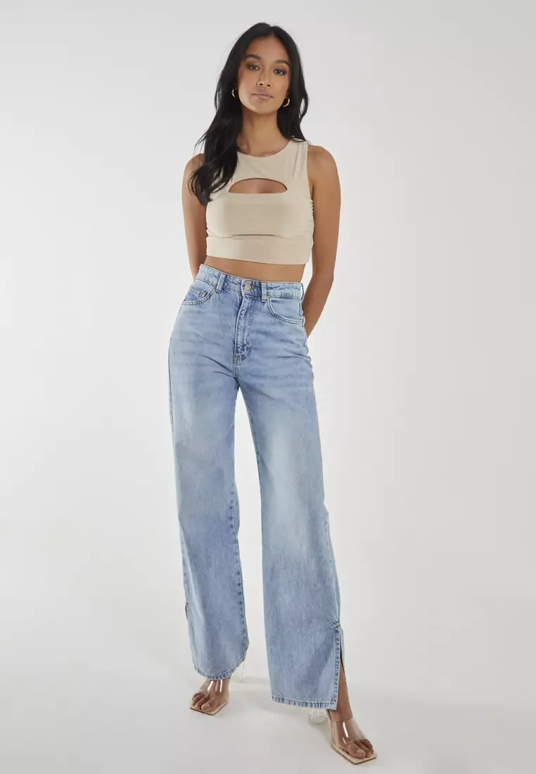 Pink Vanilla Stone Letterbox Crop Top
