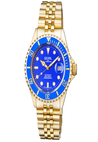 Gevril gold Gevril Mens Wall Street Blue Dial IP Gold Bracelet Watch 62671ACC63786DGS_1