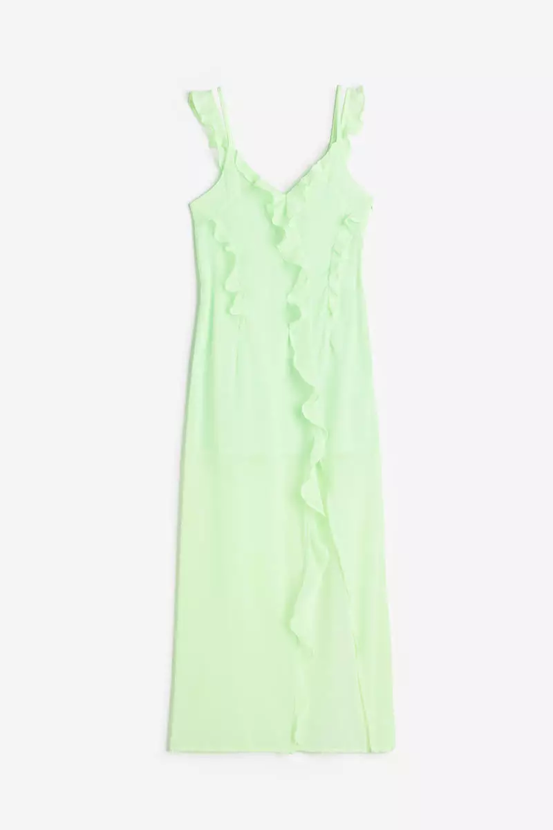 h&m green chiffon dress Buy Flounce-trimmed 2026 Online Ladies dresses