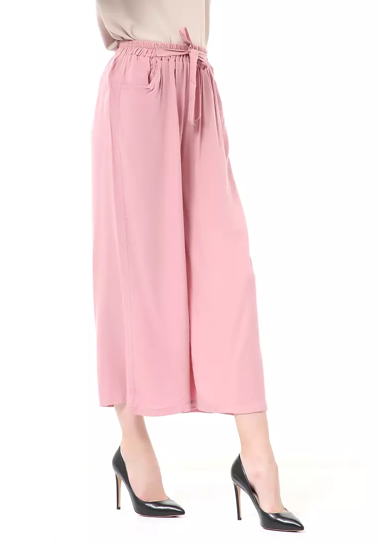 Stella Celana Panjang Casual Wanita Kulot Loose Pants Homewear Material Rayon ORIGINAL - Dusty Pink