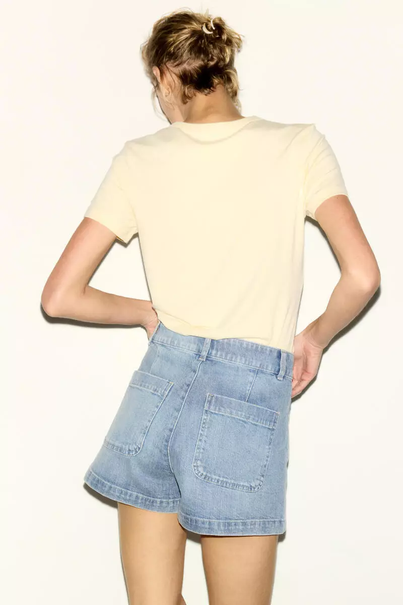 High-waisted denim shorts