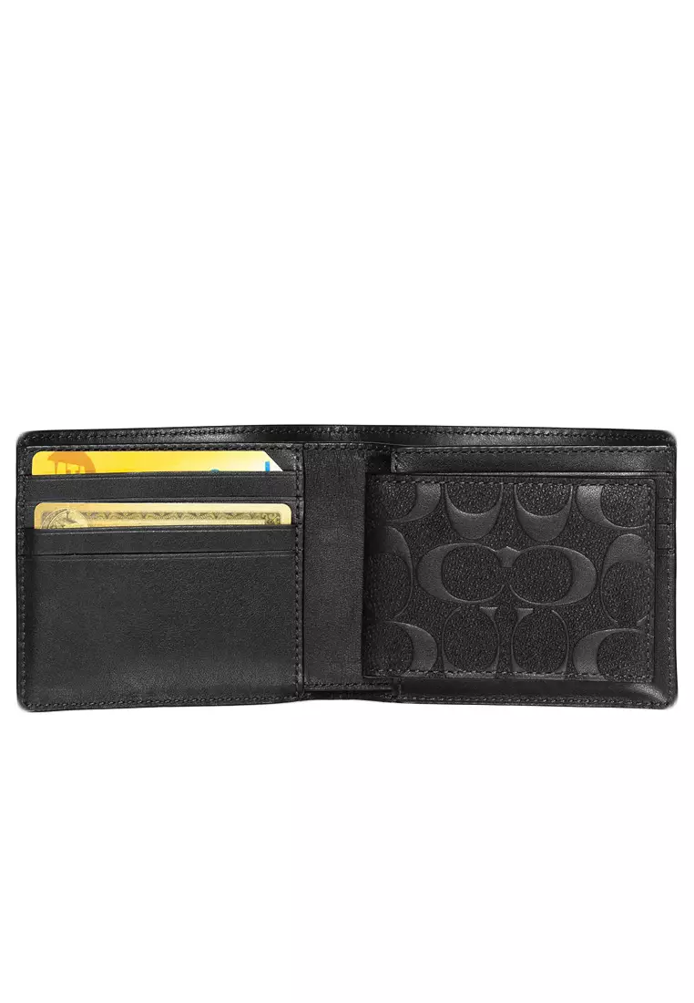 Mens 3 In 1 Wallet In Signature Leather - Black
