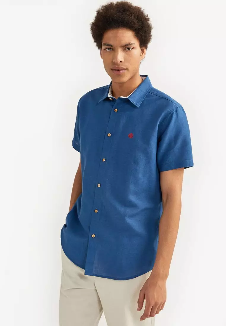 Buy Springfield Short-Sleeved Linen Shirt 2024 Online | ZALORA Philippines