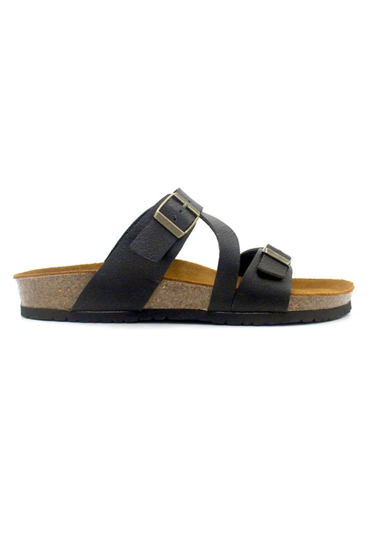 Hamburg - Black Leather Sandals & Flip Flops