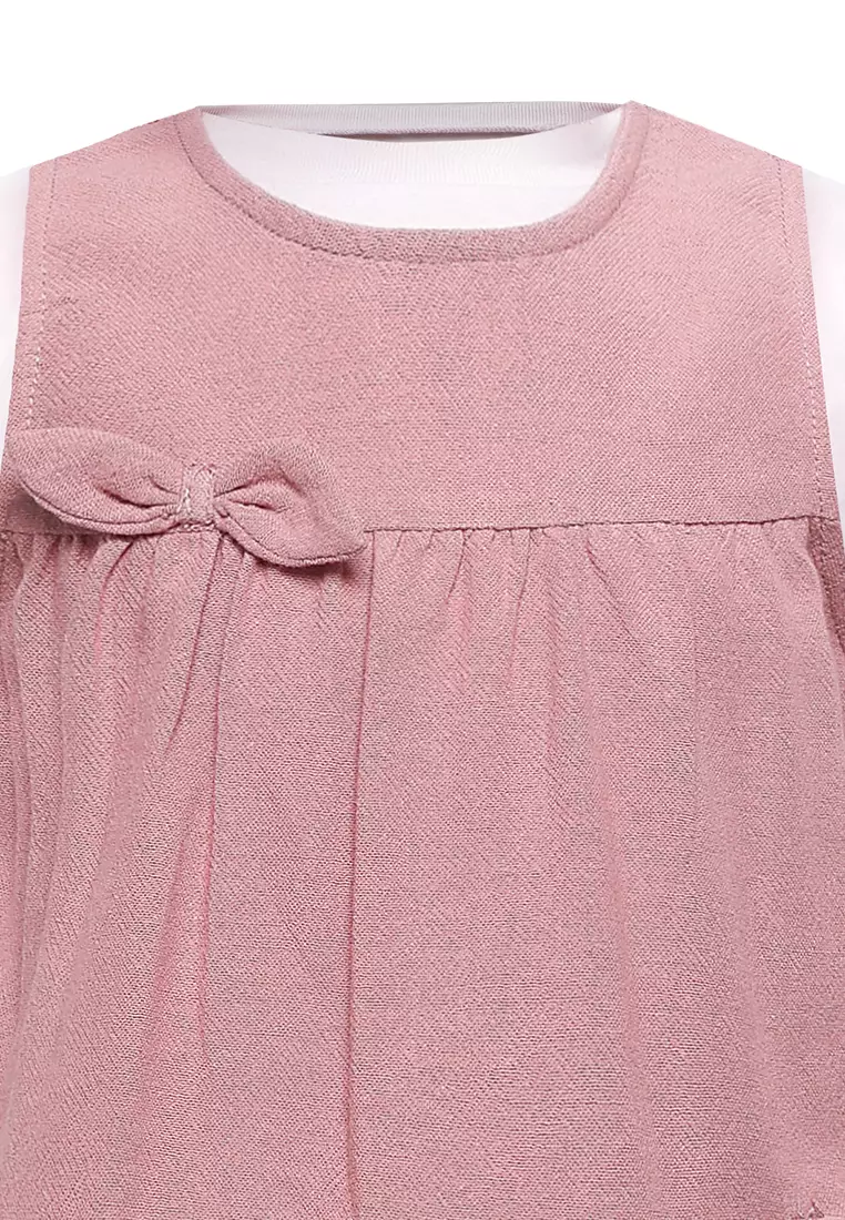 Qna Girl Lefleda Overall Dress Midi Anak Dusty Pink