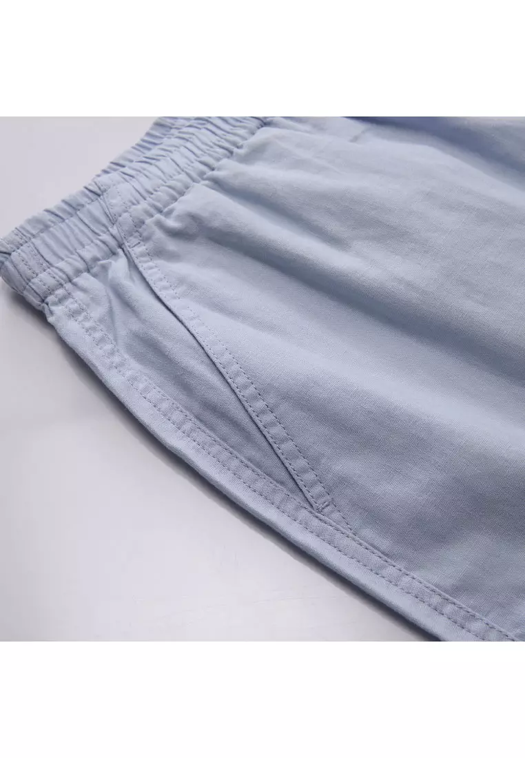 Korea Collection Men's Linen Cotton Elastic Waist Shorts 01106597
